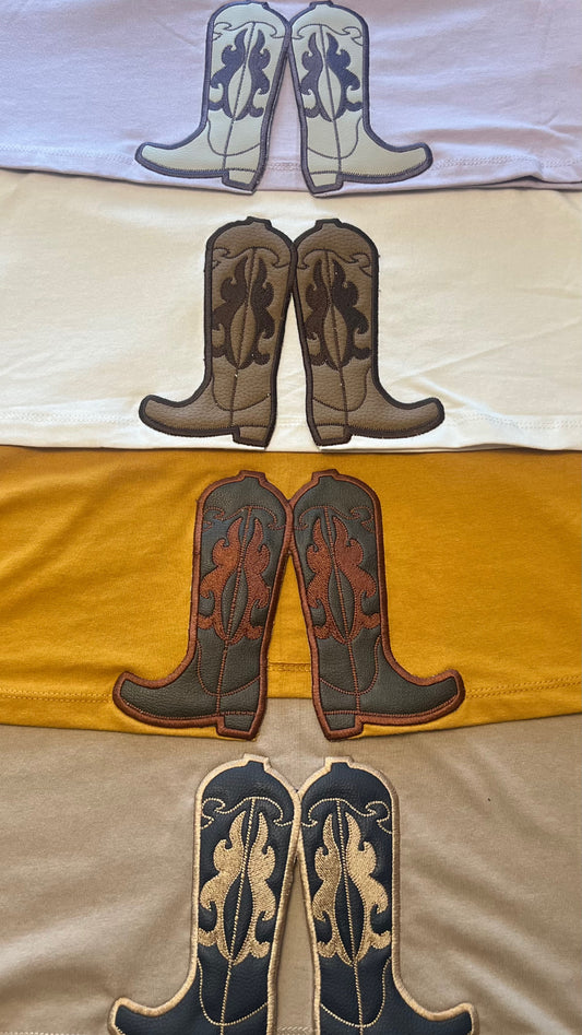 Cowboy Boot Split Boxy Tee